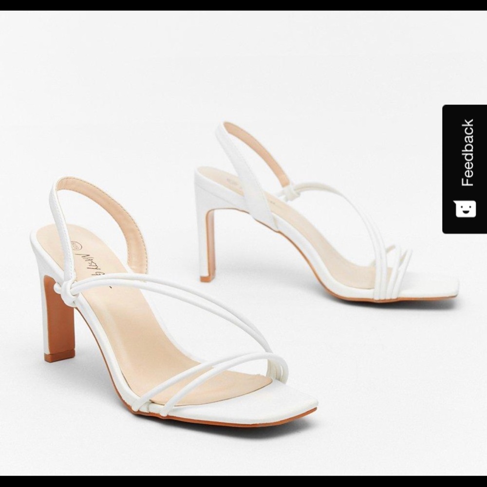 Strappy Square Toe Faux Leather Heels